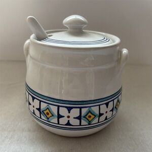 Vintage Italian Ceramic Sugar Bowl Geometric Pattern "numbered  918"